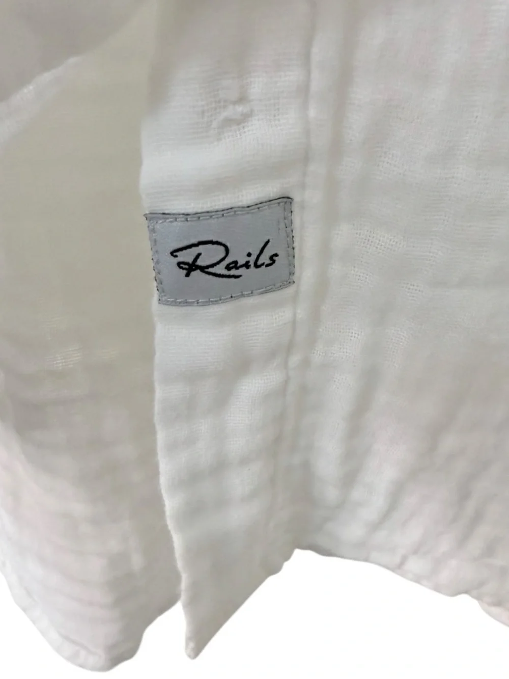 Rails Ellis Organic Cotton Gauze Button Up Shirt White Long Sleeve Women’s L - Picture 9 of 10